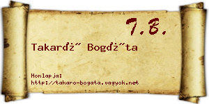 Takaró Bogáta névjegykártya